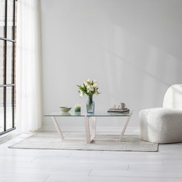 Hanah Home Amalfi Mesa de Centro Blanca con Cristal Templado